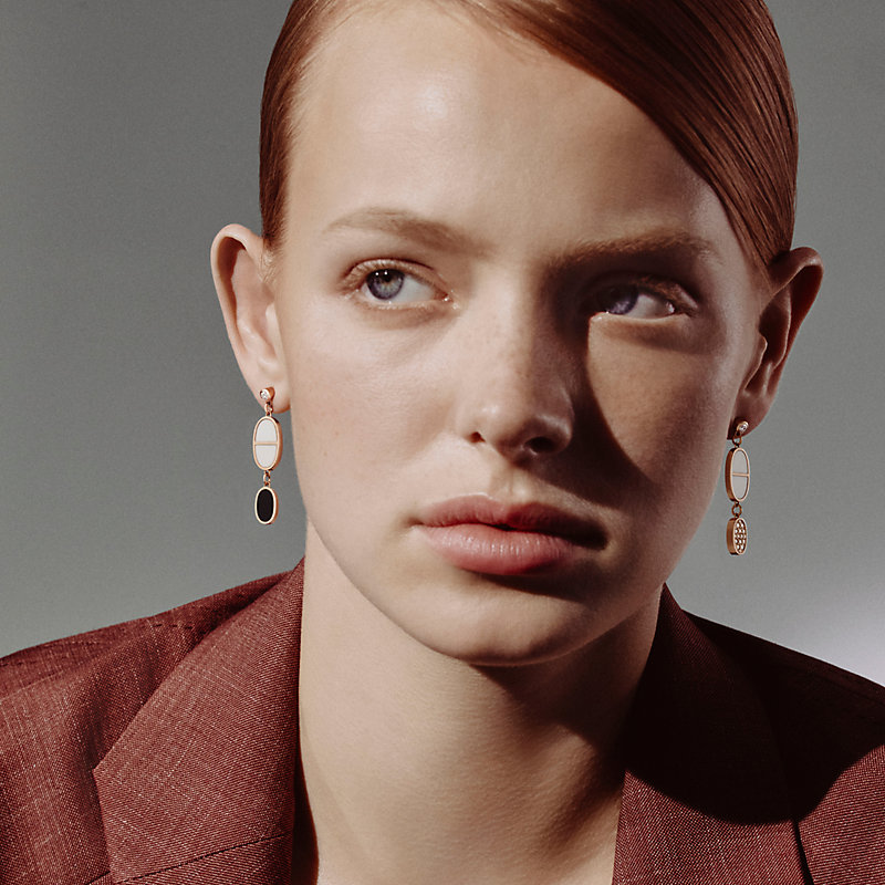 HERMES 上品 稀少 ピアス ローズゴールド Chaine d'ancre Verso Chaine d'ancre Verso dangle earrings | Hermès USA